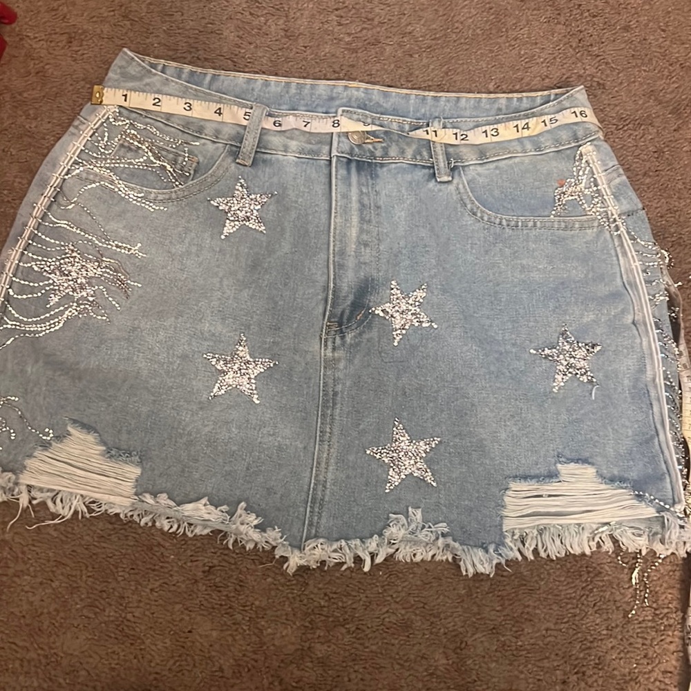 Jean skirt with stars